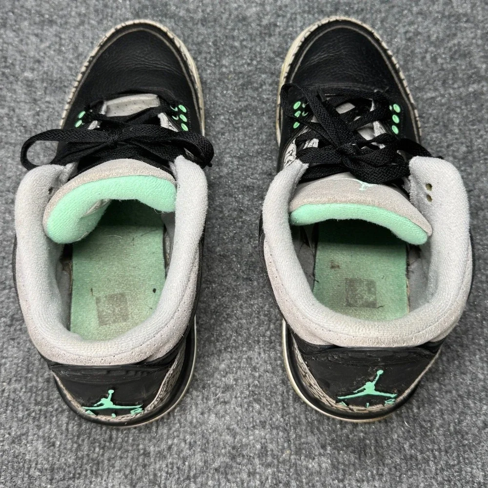 Jordan 3 Retro Kids 7Y Black Green Grey Elephant Print DM0967-031